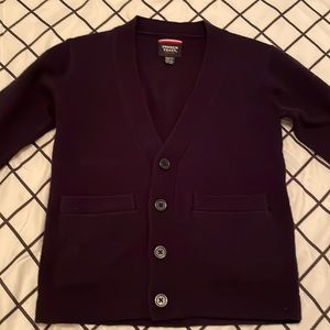 Navy blue button cardigan sweater girls small 6-7